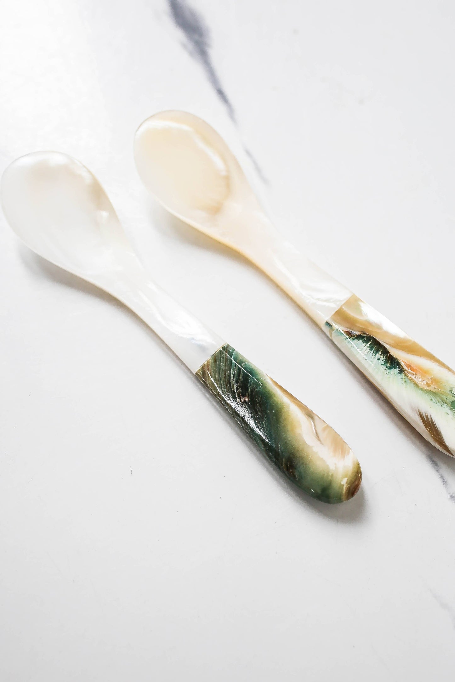 Mother of Pearl and Green Handled Spoon