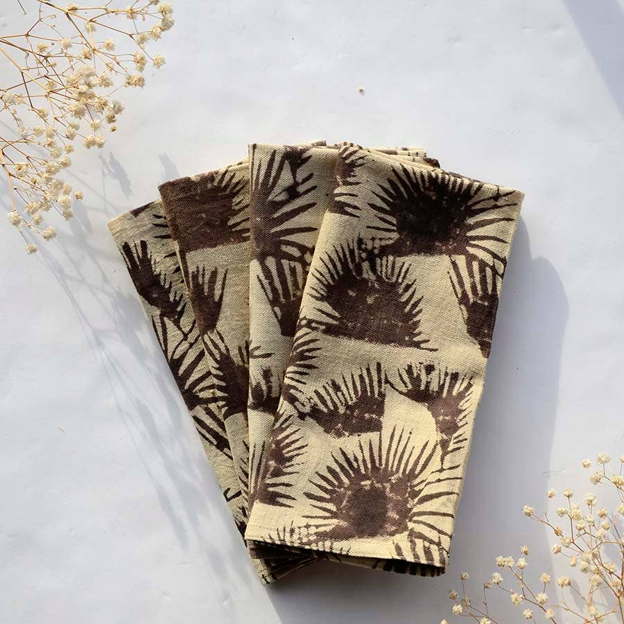 Fern - Black Organic Cotton Napkins - Set of 4: Dark