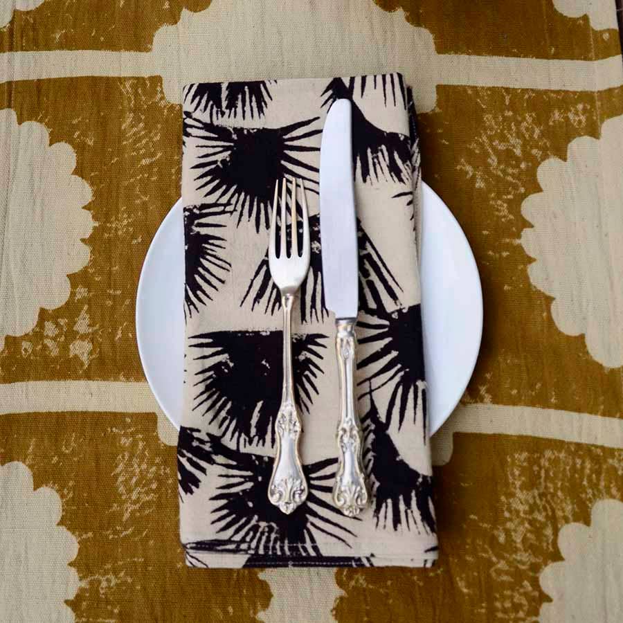 Fern - Black Organic Cotton Napkins - Set of 4: Dark