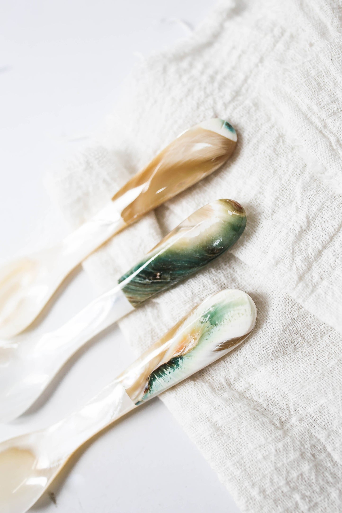Mother of Pearl and Green Handled Spoon