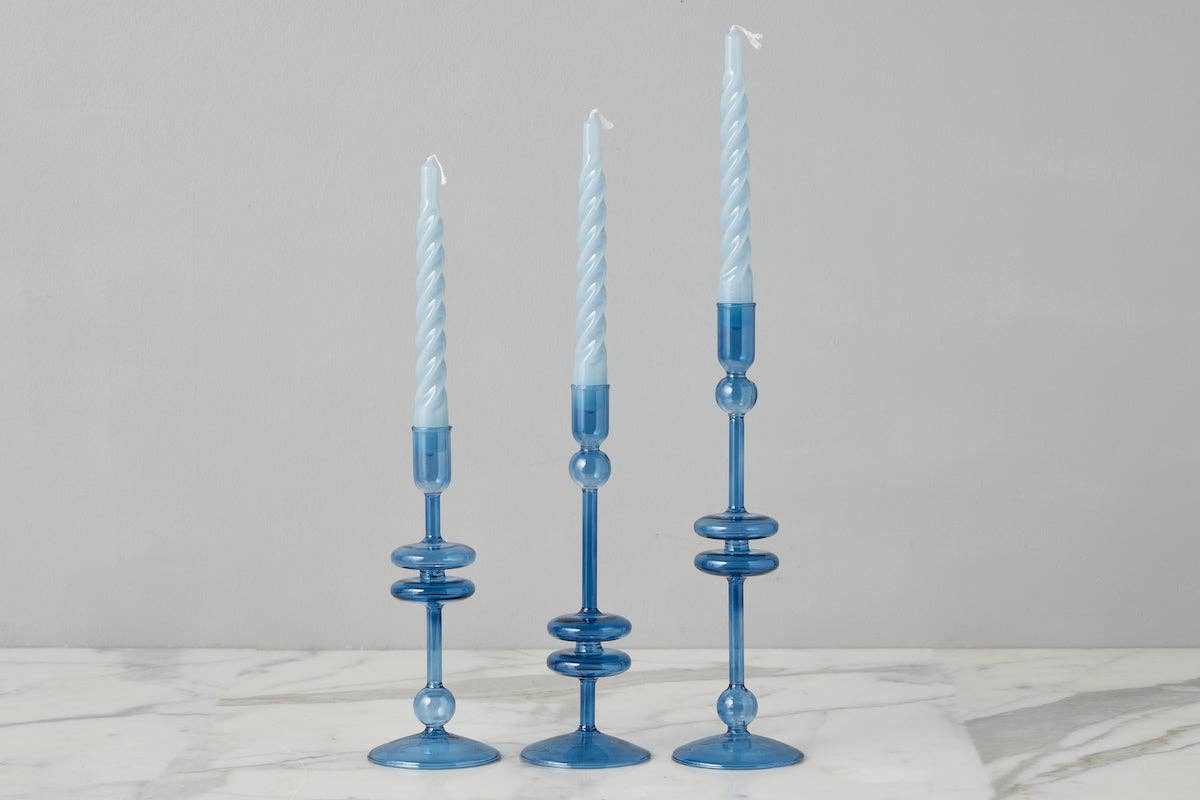 Denim Twisted Taper Candles, Set of 2