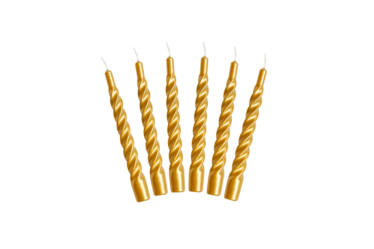 Gold Twisted Taper Candles, Set of 2