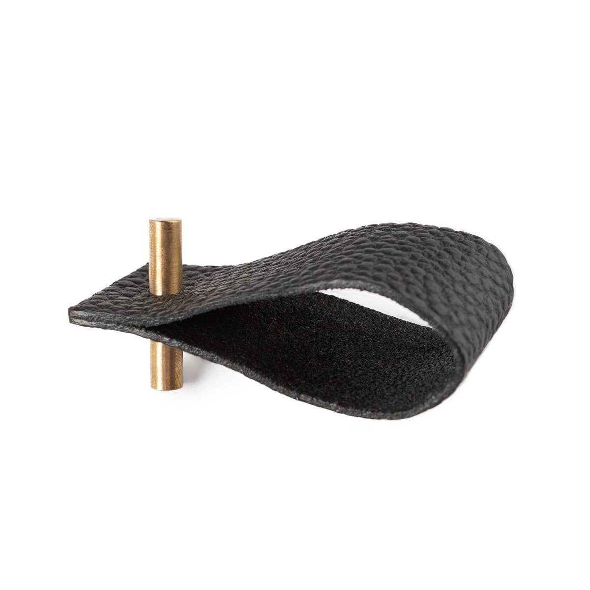 Napkin Rings, Black, 100 % leather: Brass Detail