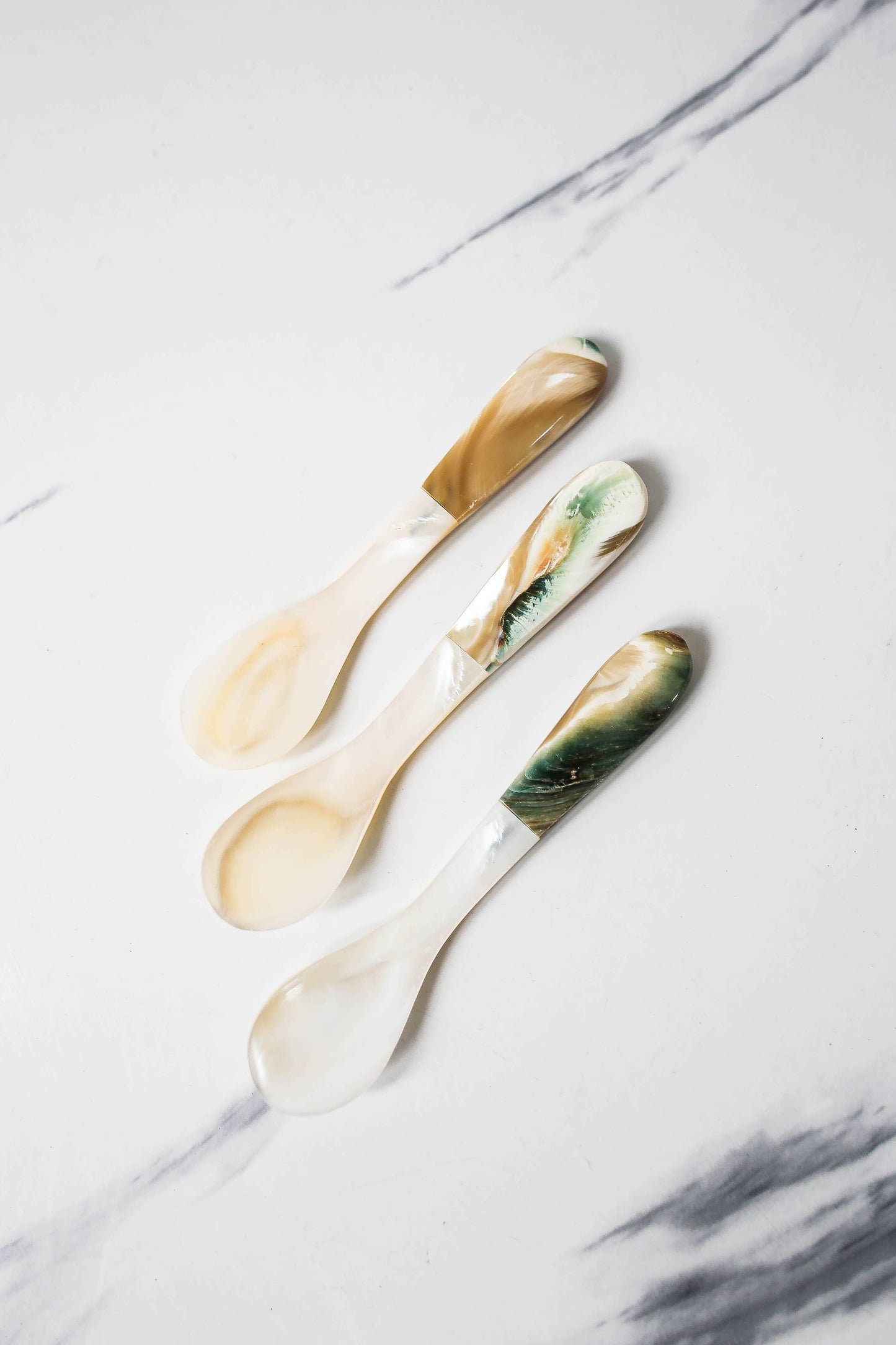 Mother of Pearl and Green Handled Spoon