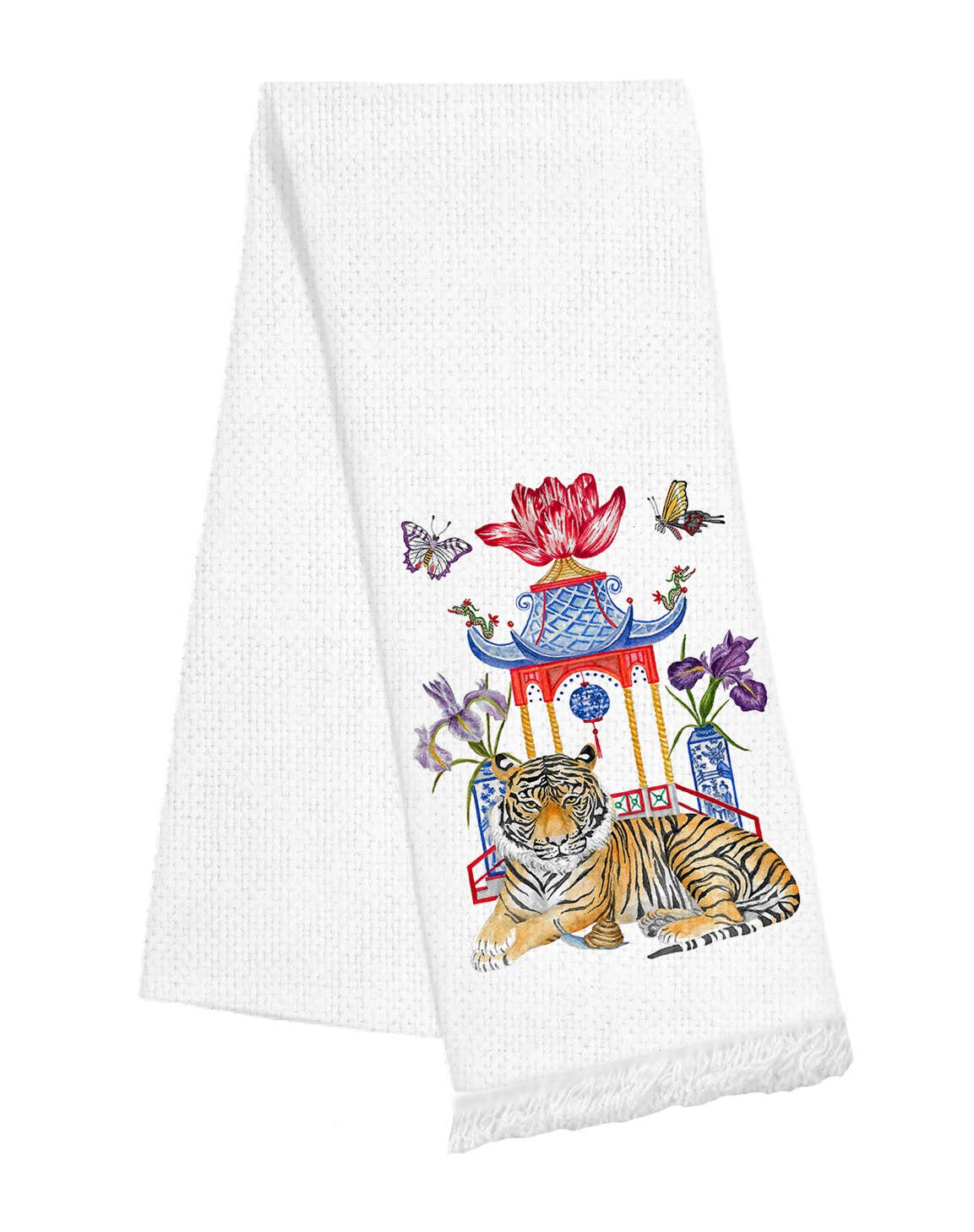 Fringe Linen Towel - Tiger