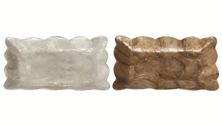 Capiz Mini Rectangular Tray w/Scalloped Edge: Blue