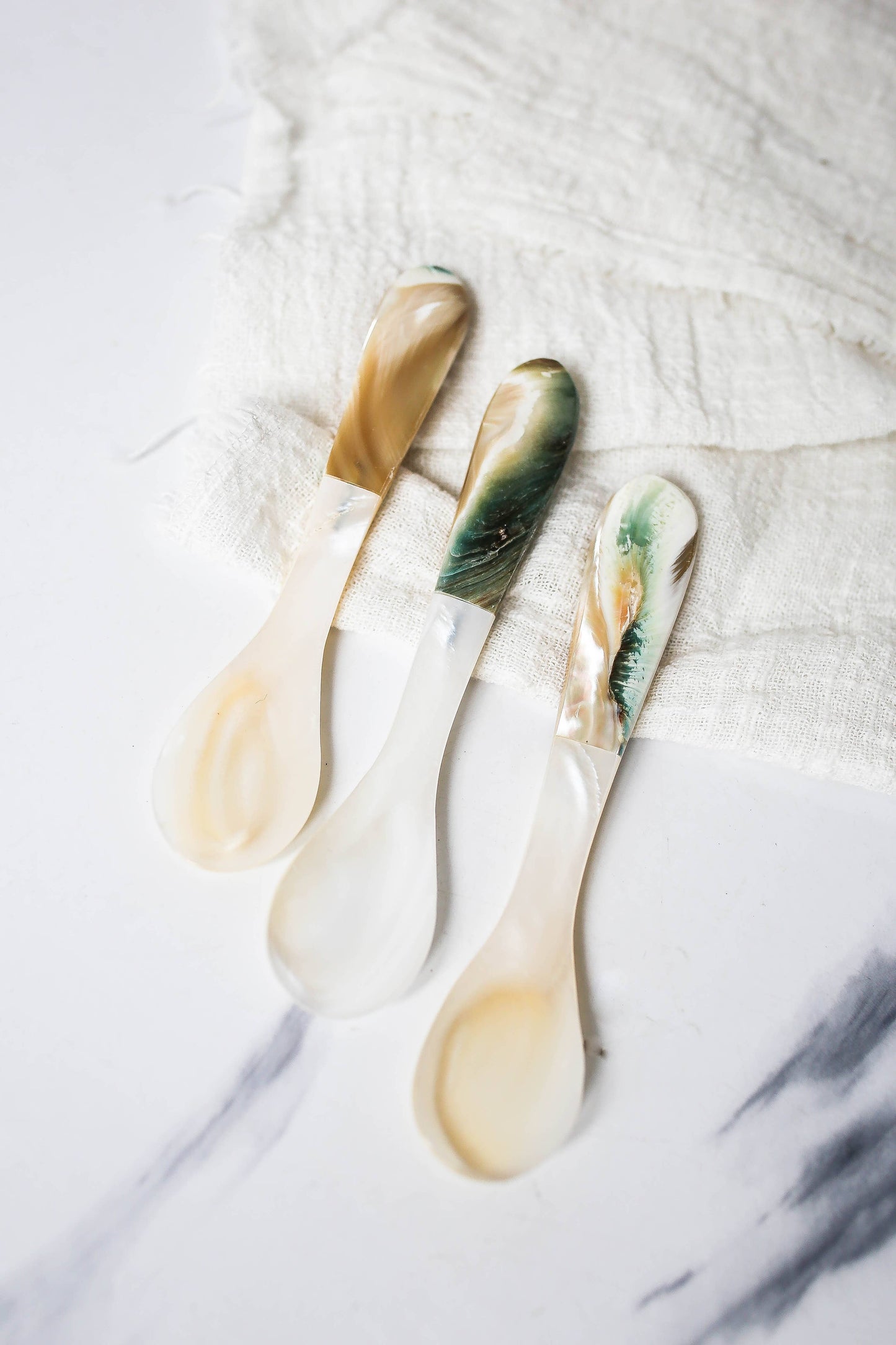 Mother of Pearl and Green Handled Spoon