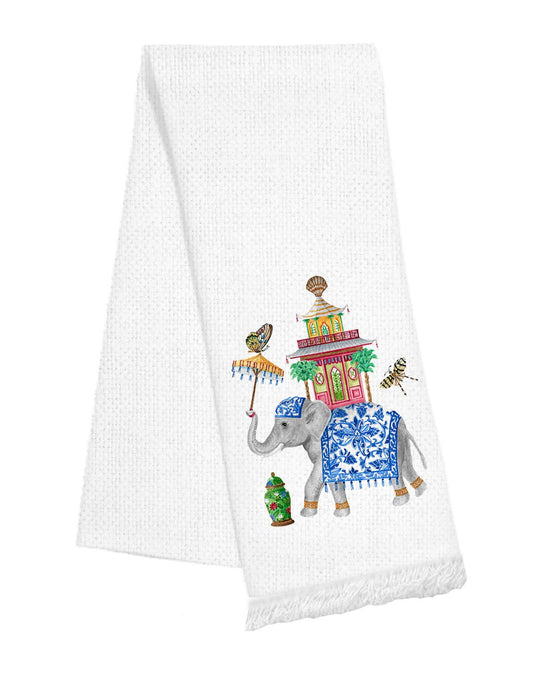 Fringe Linen Towel - Elephant