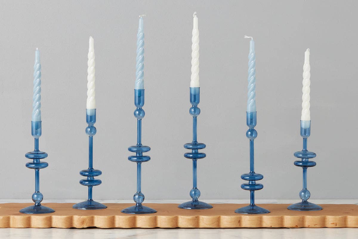 Denim Twisted Taper Candles, Set of 2