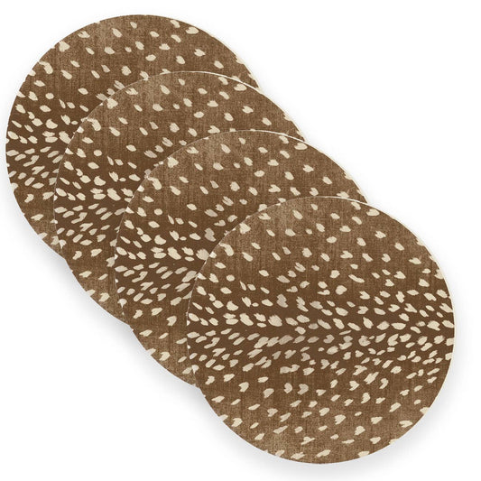 Rusty Antelope Linen Placemats: Round- Set of 4
