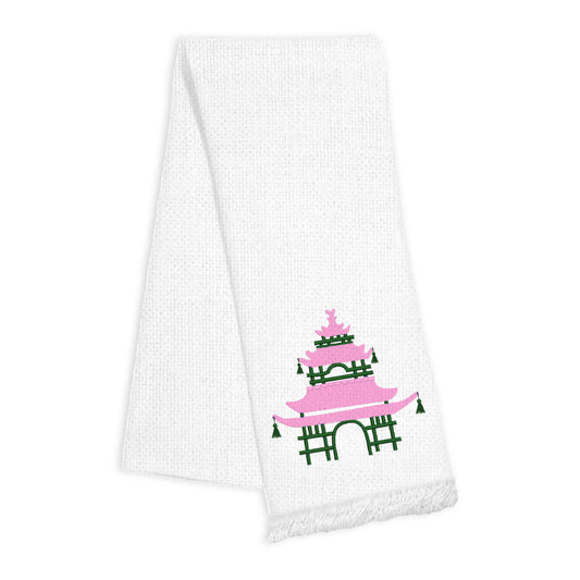 Linen Fringe Towel- Pink Pagoda