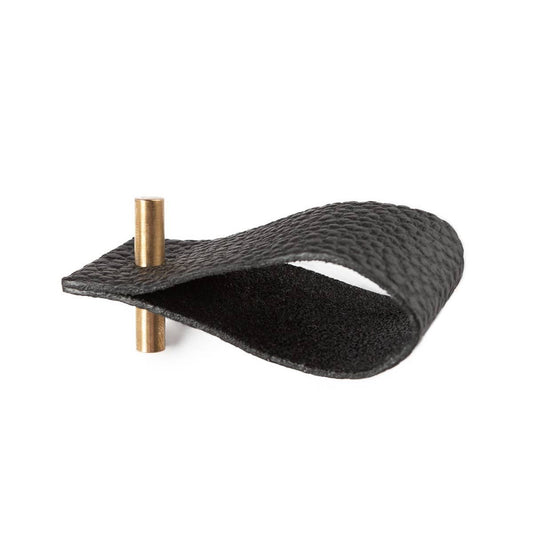 Napkin Rings, Black, 100 % leather: Brass Detail