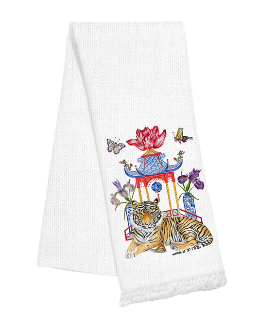 Fringe Linen Towel - Tiger