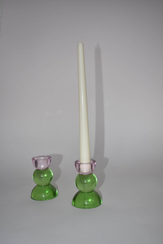 Rose Quartz and Peridot Green Taper Candle Holder