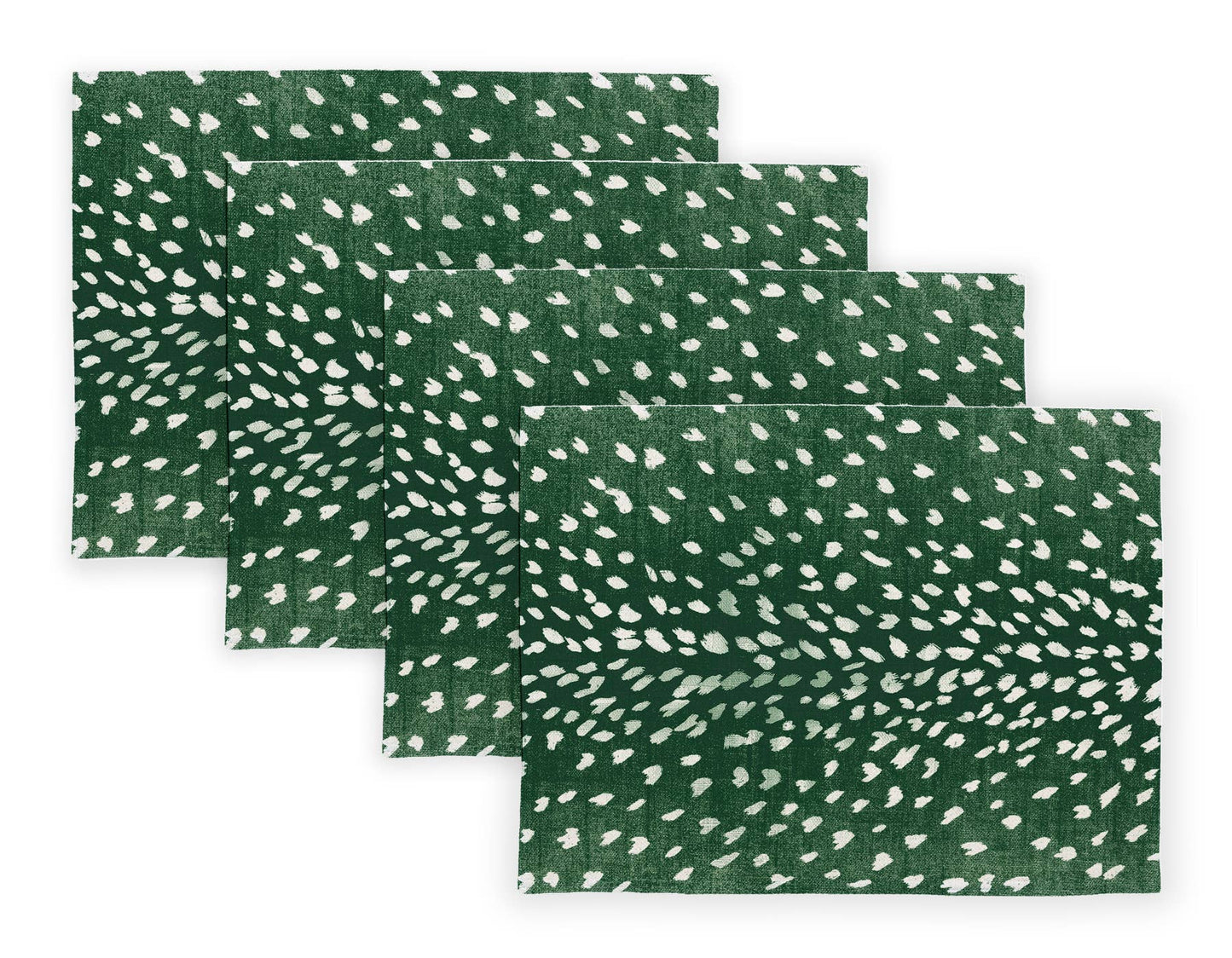 Hunter Green Antelope Linen Placemats: Round- Set of 4