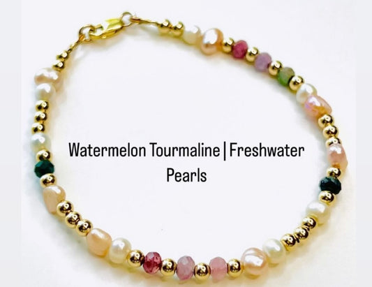 Ghost Host X Merci by KT Bracelets | Watermelon Tourmaline & Pearls
